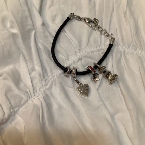 Brighton Black Leather Charm Bracelet with 4 Charms - Picture 1 of 2